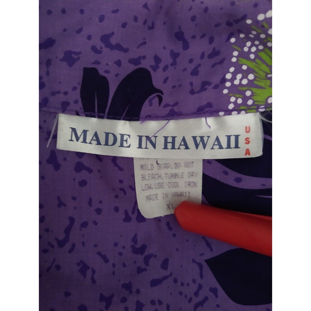 Vintage MADE IN HAWAII USA Men's Shirt XL Purple Floral Hawaiian Shirt 80s 90s - Picture 4 of 6